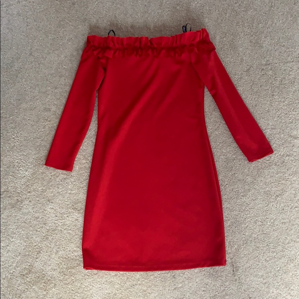 Red Bodycon Off the Should Dress